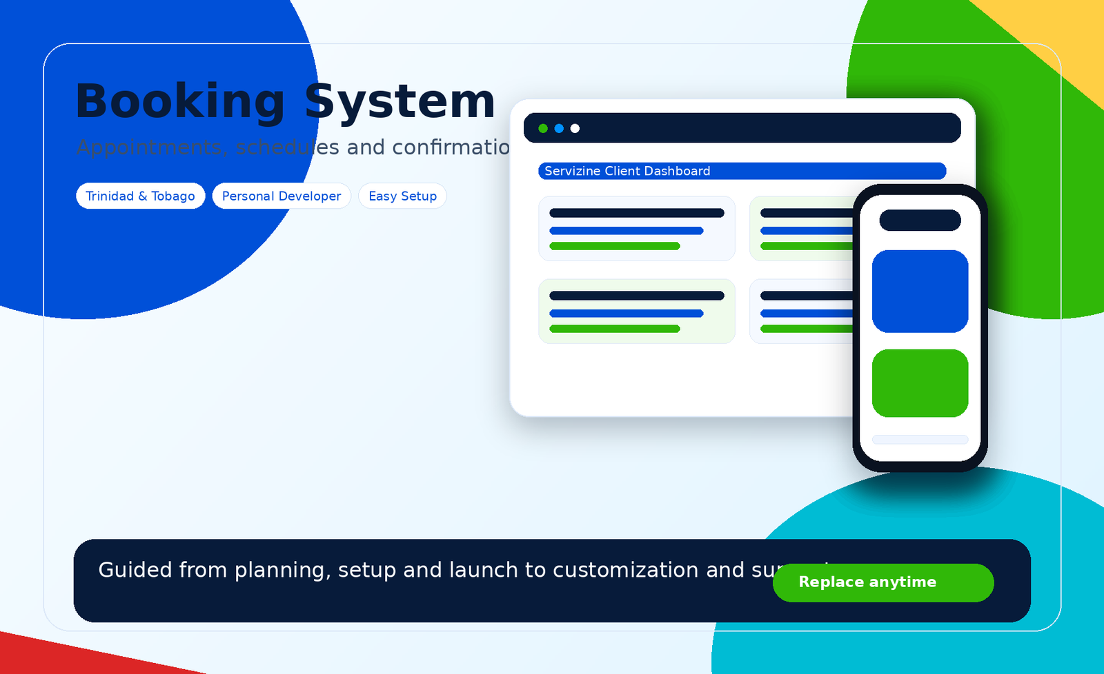 Booking system preview by Servizine Digital Development in Trinidad and Tobago