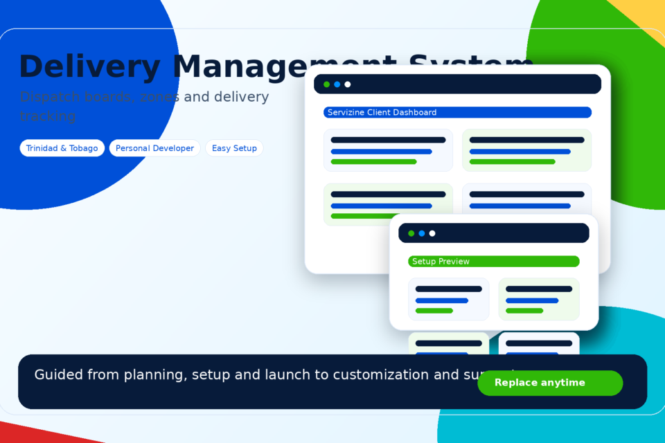 Delivery management system preview by Servizine Digital Development in Trinidad and Tobago