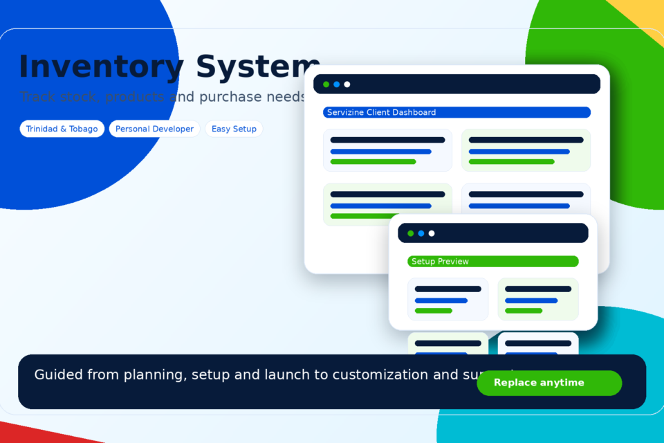 Inventory system preview by Servizine Digital Development in Trinidad and Tobago
