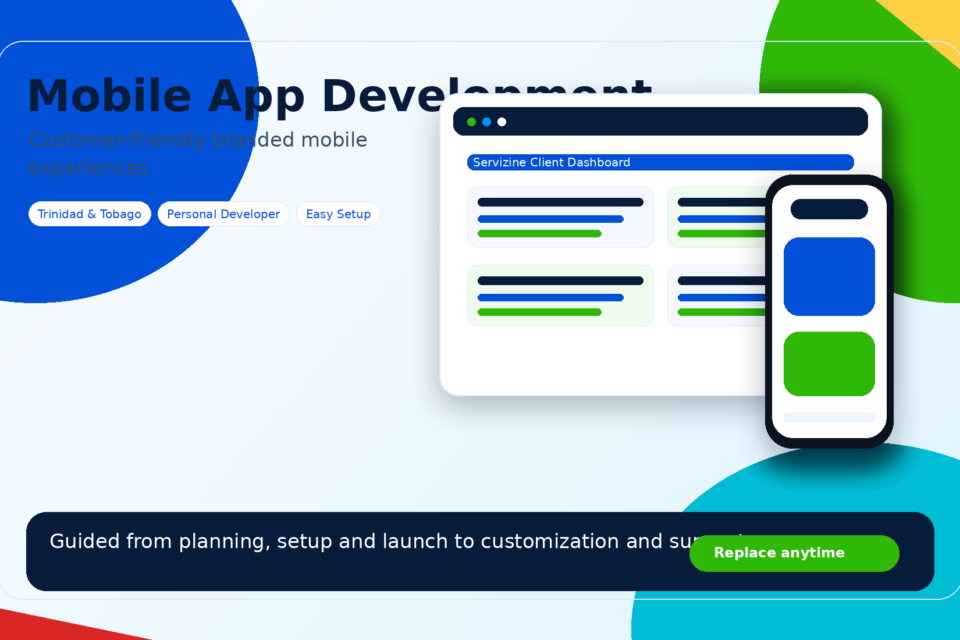 Mobile app development artwork by Servizine Digital Development in Trinidad and Tobago