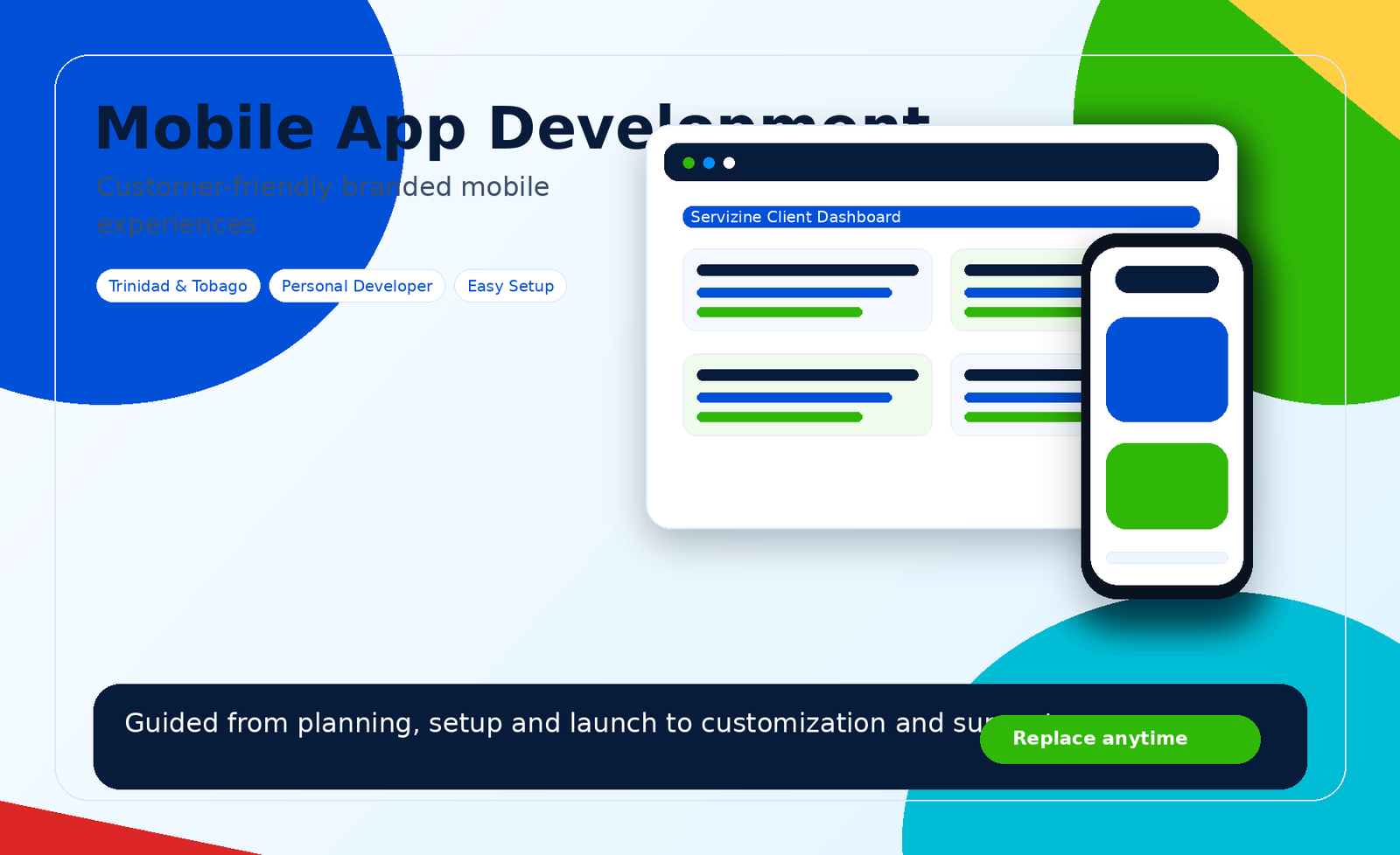 Mobile app development artwork by Servizine Digital Development in Trinidad and Tobago