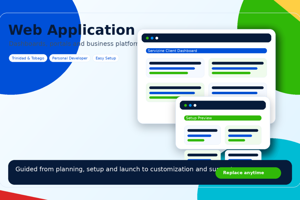 Web application development artwork by Servizine Digital Development in Trinidad and Tobago