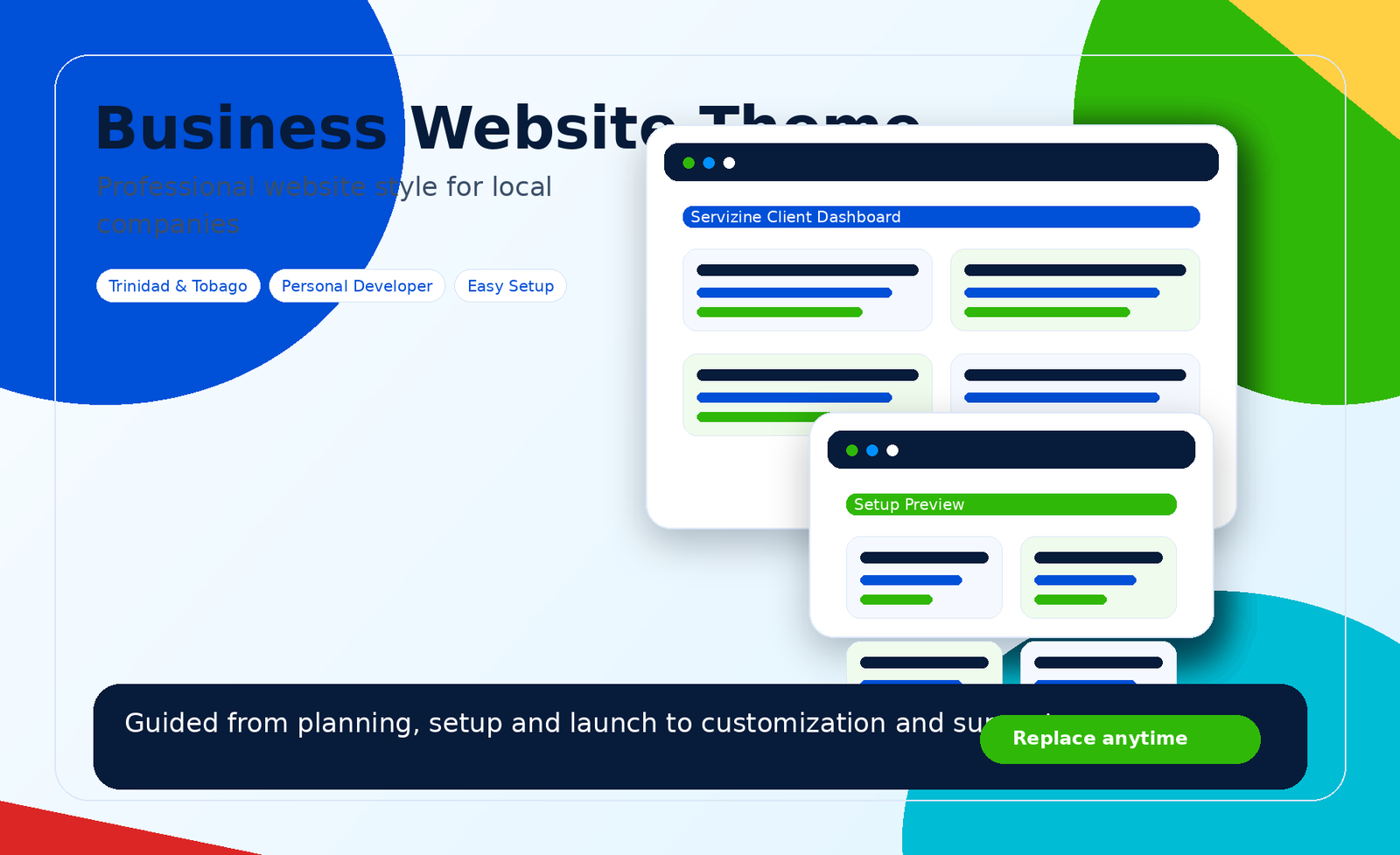 Business website theme preview by Servizine Digital Development in Trinidad and Tobago